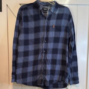 Chaps Men's Navy and Light Blue Plaid Button-Down Shirt